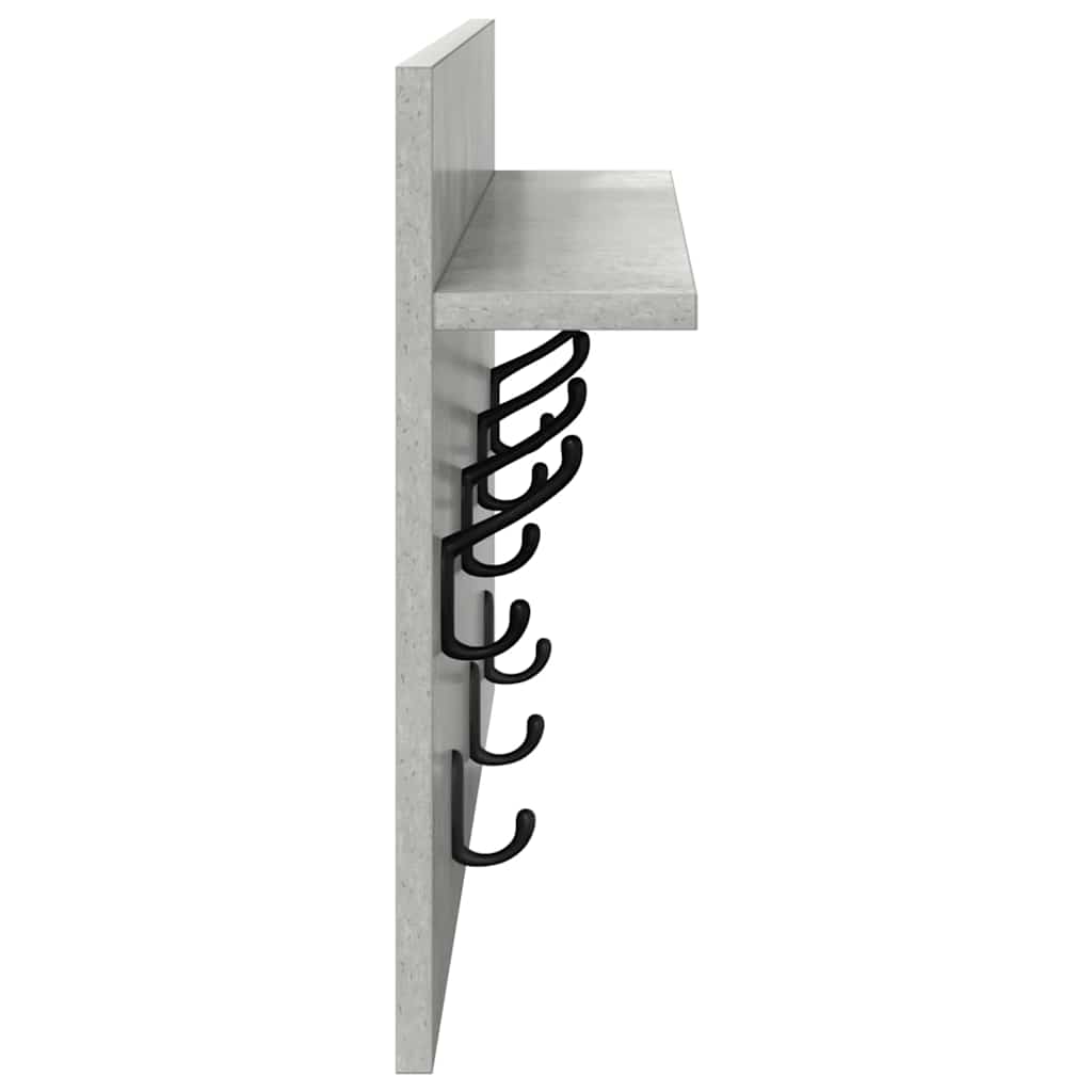 Wall-Mounted Coat Rack with Shelf Concrete Grey 60 x 40 x 12 cm