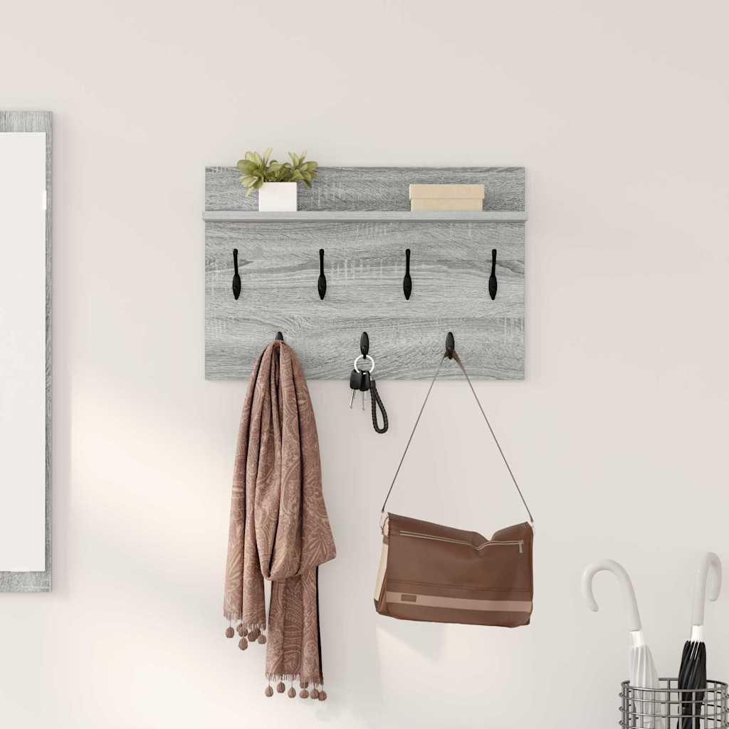 Wall-Mounted Coat Rack with Shelf Grey Sonoma 60 x 40 x 12 cm