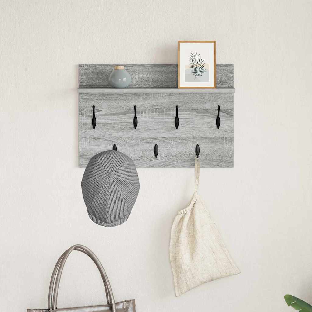 Wall-Mounted Coat Rack with Shelf Grey Sonoma 60 x 40 x 12 cm