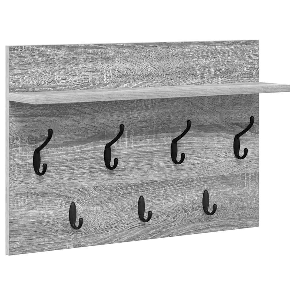 Wall-Mounted Coat Rack with Shelf Grey Sonoma 60 x 40 x 12 cm