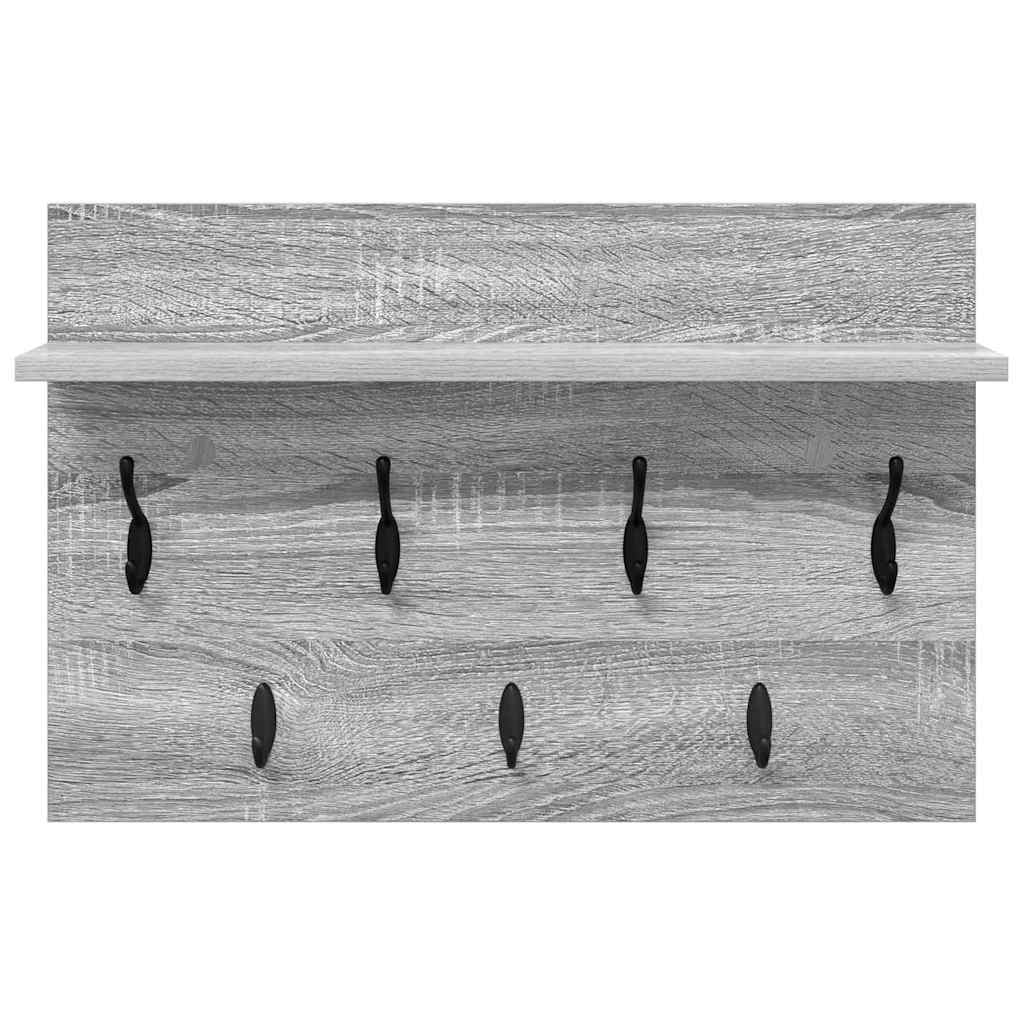 Wall-Mounted Coat Rack with Shelf Grey Sonoma 60 x 40 x 12 cm