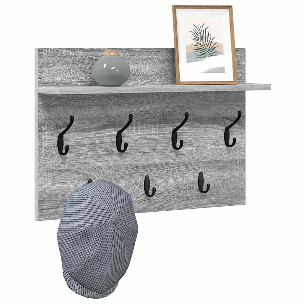 Wall-Mounted Coat Rack with Shelf Grey Sonoma 60 x 40 x 12 cm