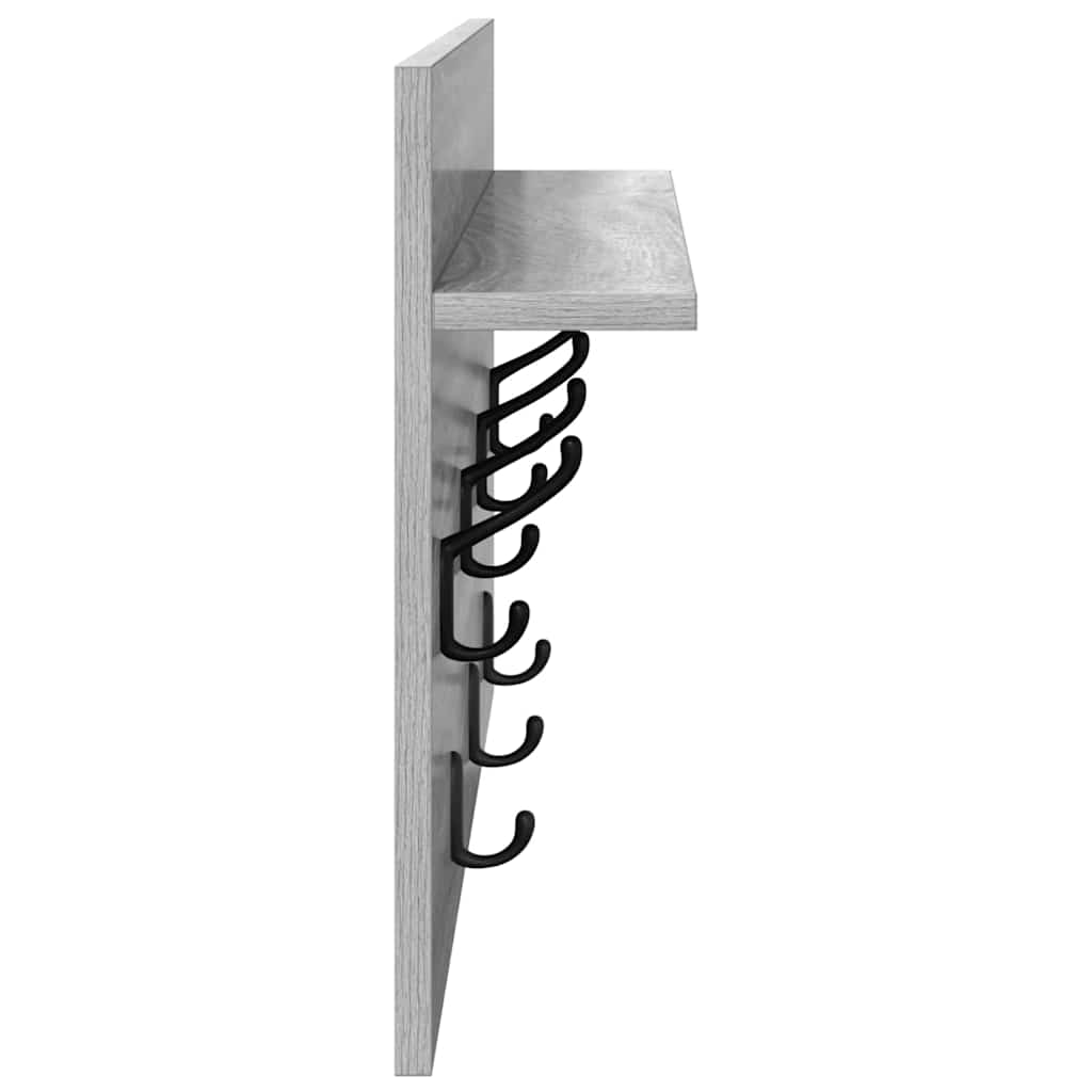 Wall-Mounted Coat Rack with Shelf Grey Sonoma 60 x 40 x 12 cm