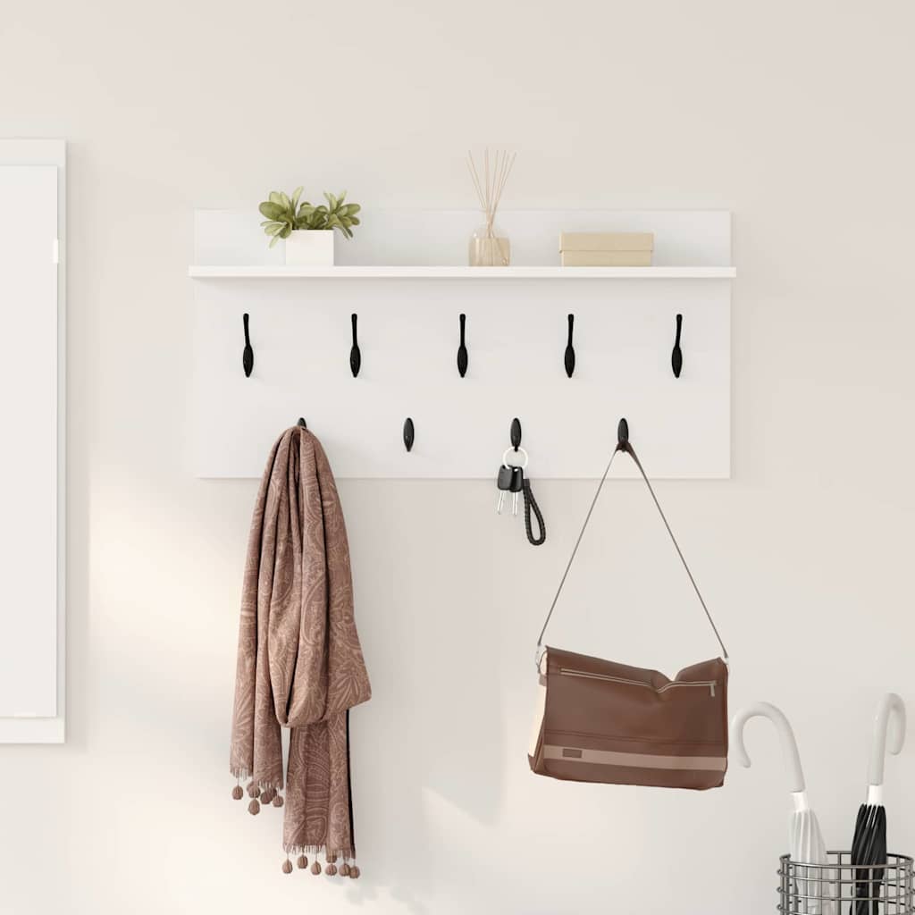 Wall-Mounted Coat Rack White 80 x 40 x 12 cm Engineered wood