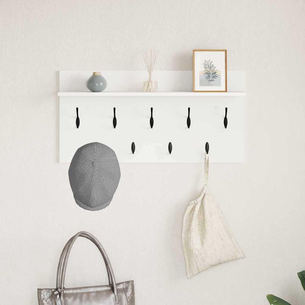 Wall-Mounted Coat Rack White 80 x 40 x 12 cm Engineered wood