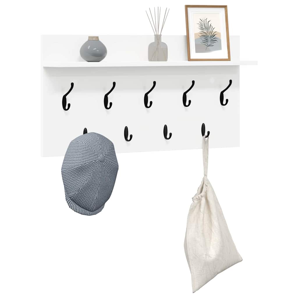 Wall-Mounted Coat Rack White 80 x 40 x 12 cm Engineered wood