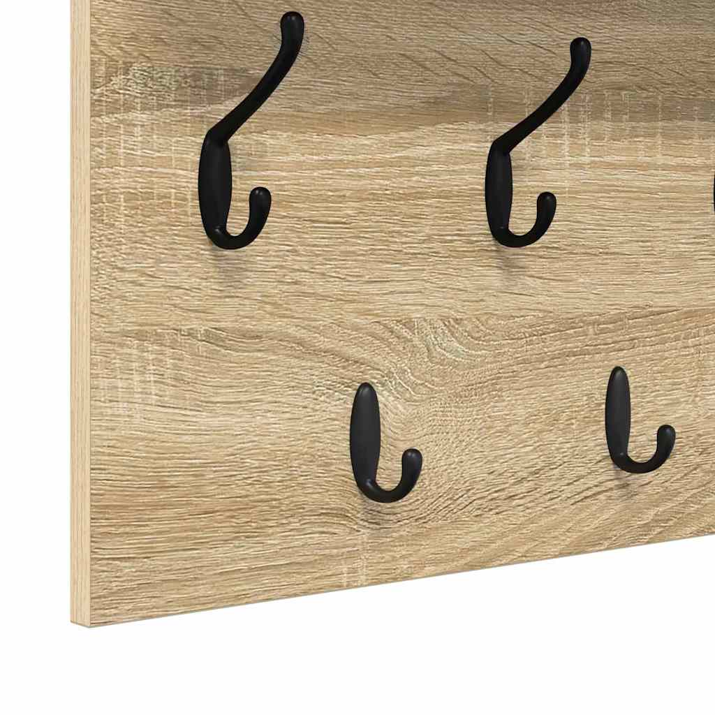 Wall-Mounted Coat Rack with Shelf Sonoma Oak 80 x 40 x 12 cm