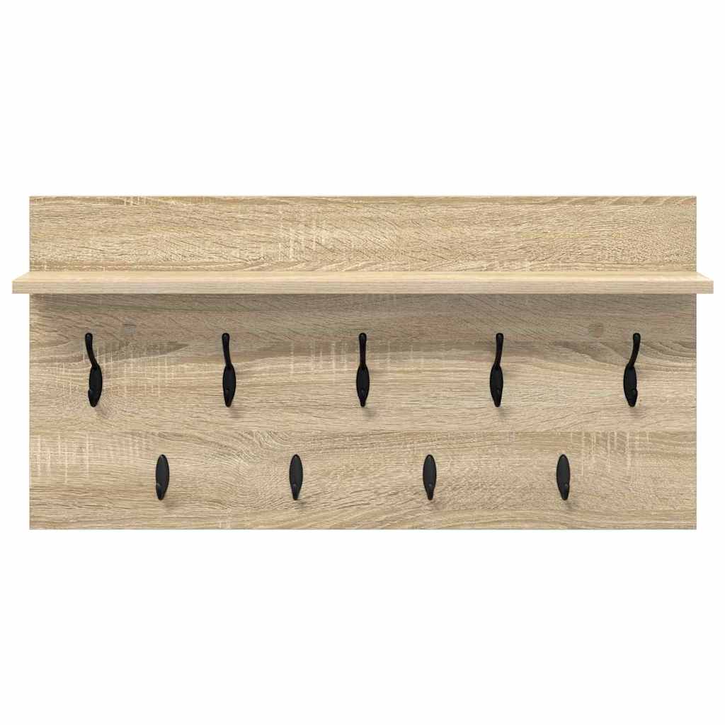 Wall-Mounted Coat Rack with Shelf Sonoma Oak 80 x 40 x 12 cm