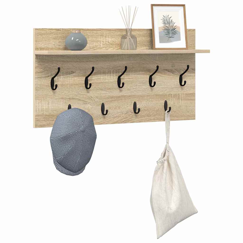 Wall-Mounted Coat Rack with Shelf Sonoma Oak 80 x 40 x 12 cm