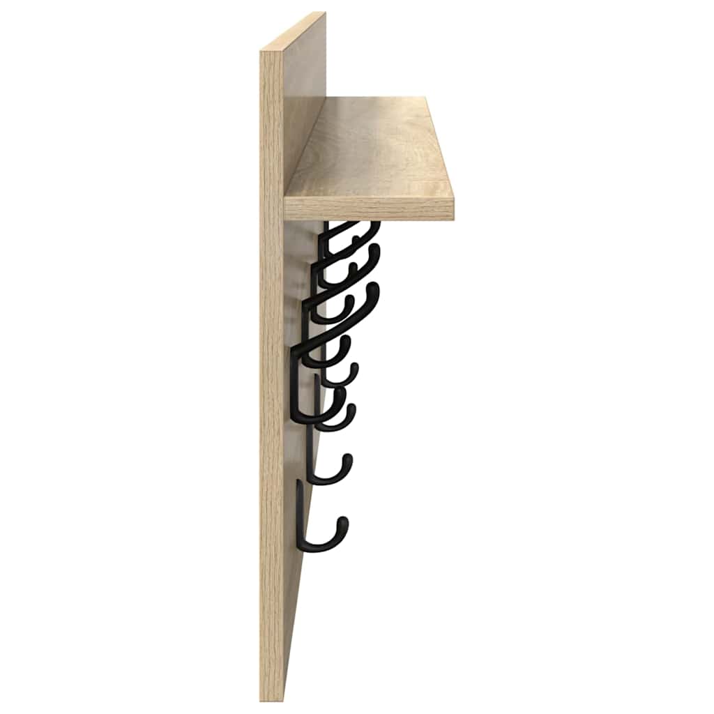 Wall-Mounted Coat Rack with Shelf Sonoma Oak 80 x 40 x 12 cm