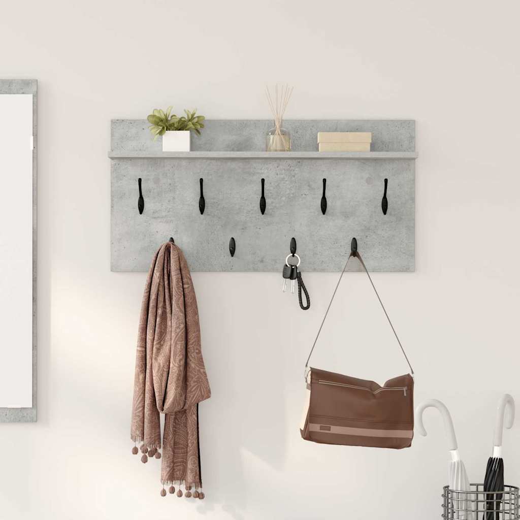 Wall-Mounted Coat Rack with Shelf Concrete Grey 80 x 40 x 12 cm