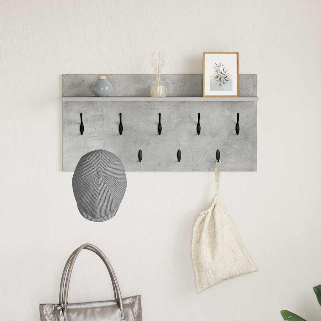 Wall-Mounted Coat Rack with Shelf Concrete Grey 80 x 40 x 12 cm