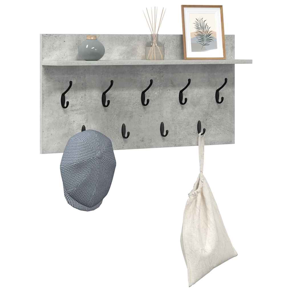 Wall-Mounted Coat Rack with Shelf Concrete Grey 80 x 40 x 12 cm