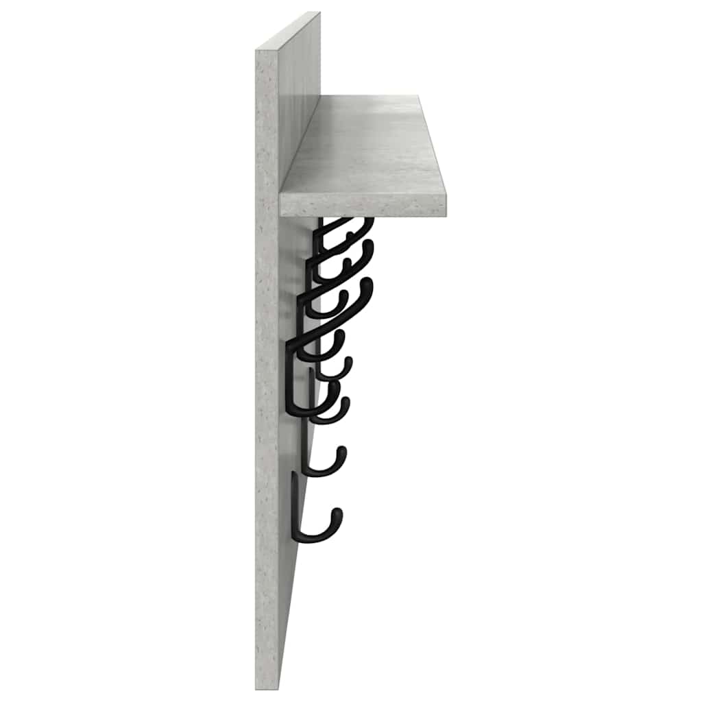 Wall-Mounted Coat Rack with Shelf Concrete Grey 80 x 40 x 12 cm