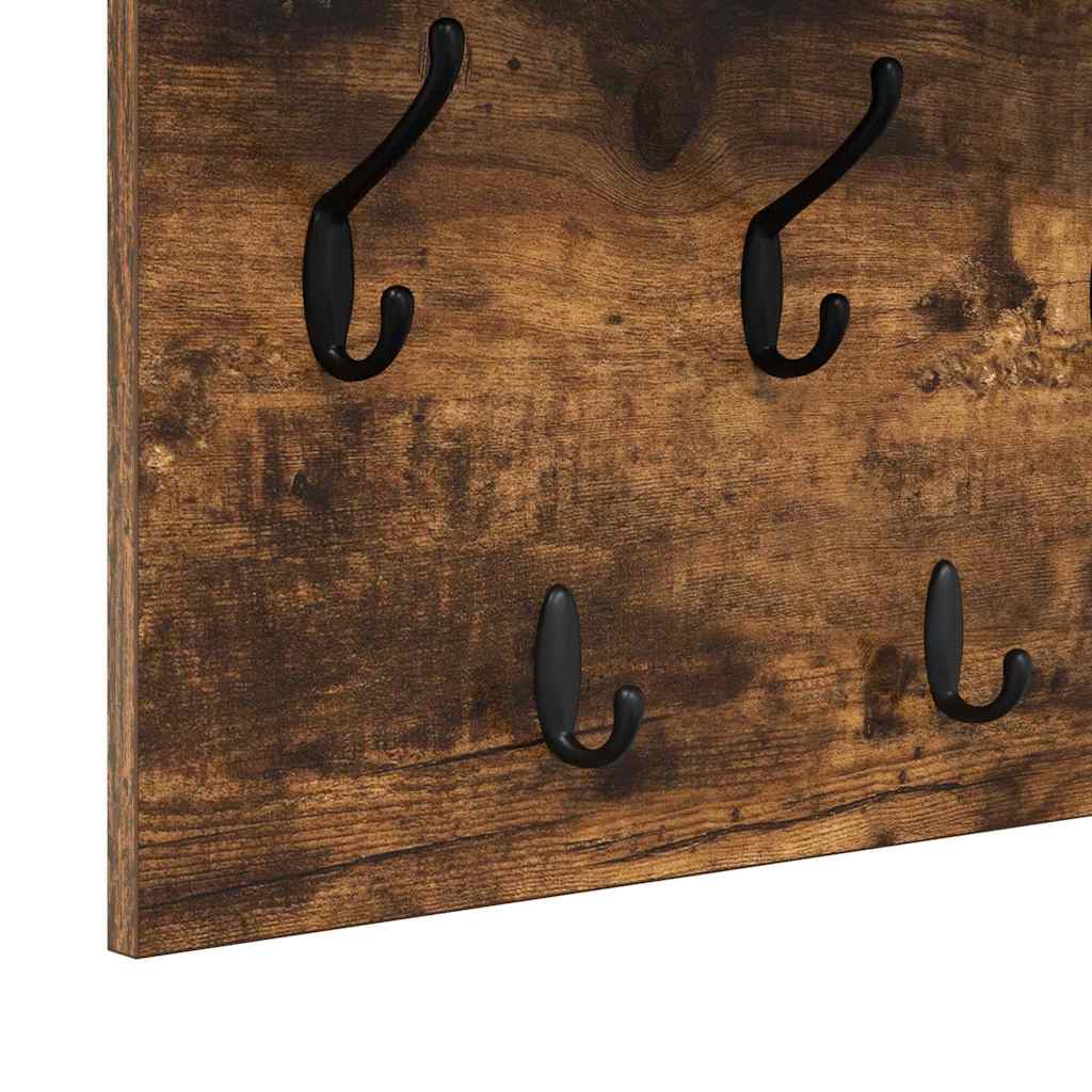 Wall-Mounted Coat Rack with Shelf Smoked Oak 80 x 40 x 12 cm