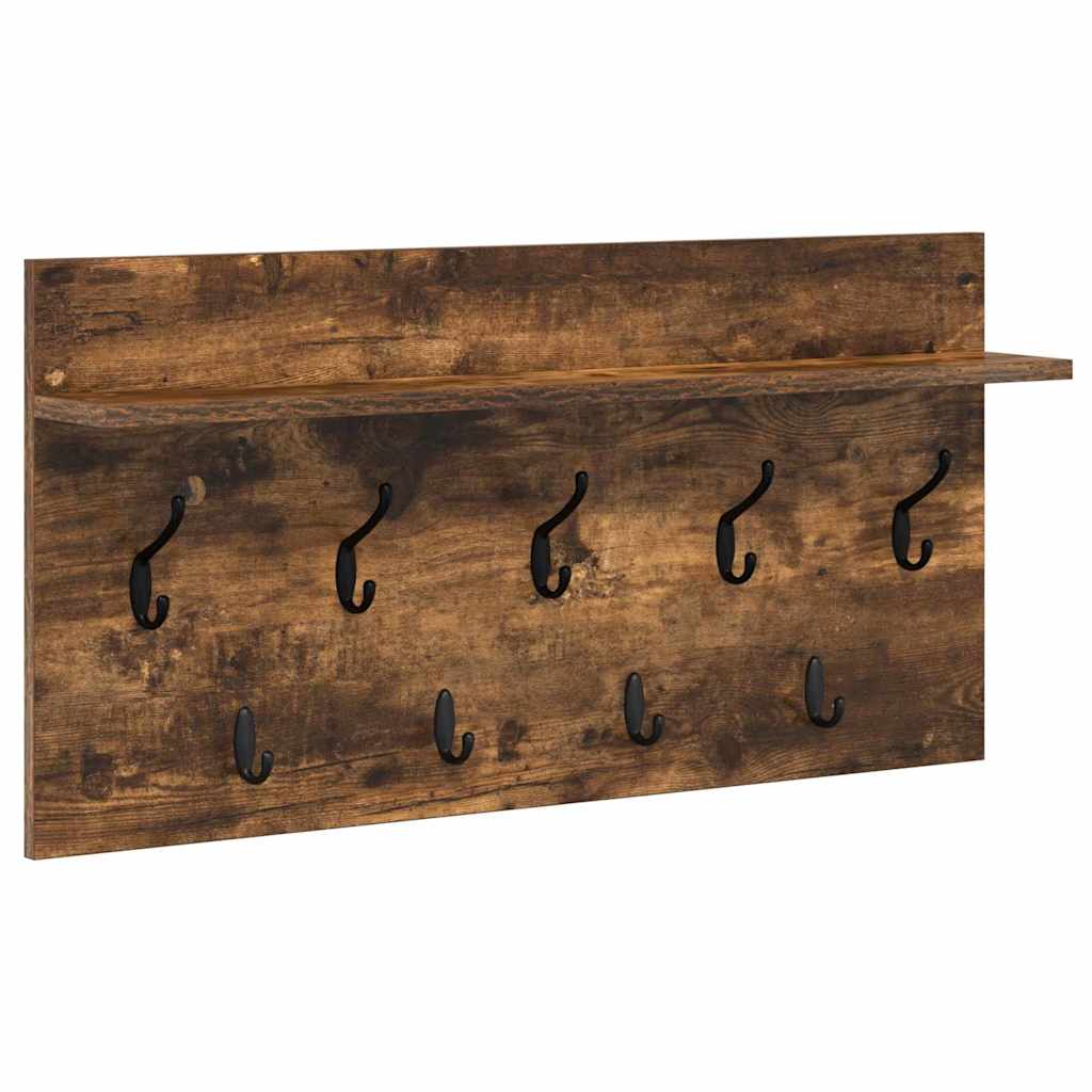 Wall-Mounted Coat Rack with Shelf Smoked Oak 80 x 40 x 12 cm
