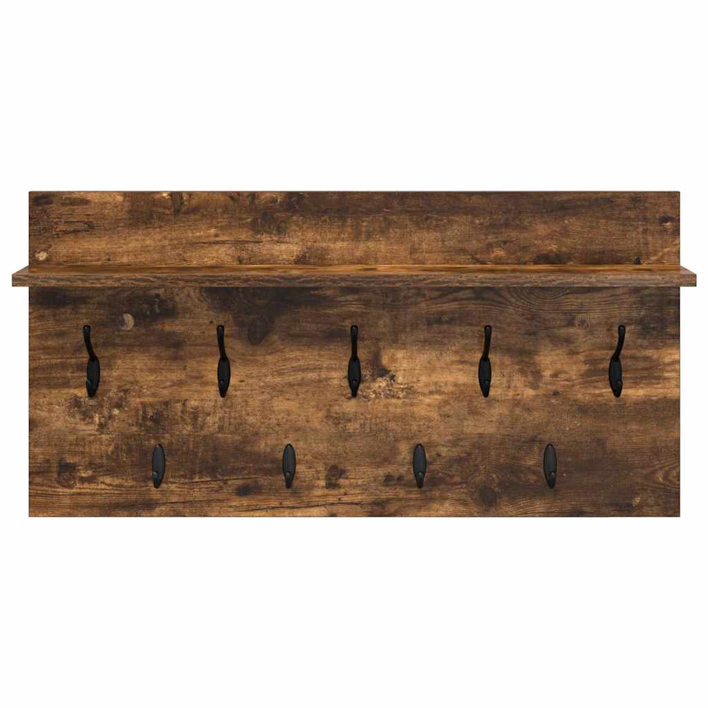 Wall-Mounted Coat Rack with Shelf Smoked Oak 80 x 40 x 12 cm