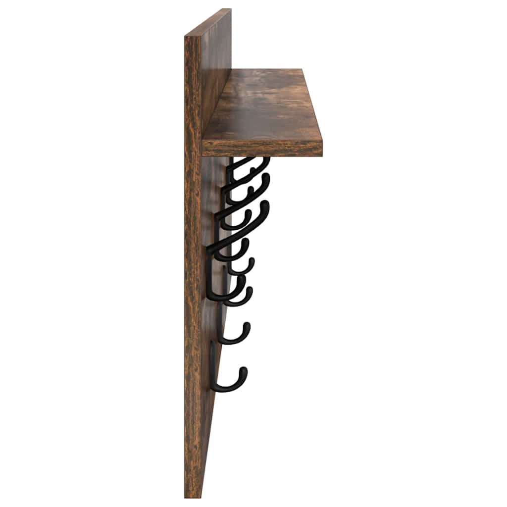 Wall-Mounted Coat Rack with Shelf Smoked Oak 80 x 40 x 12 cm