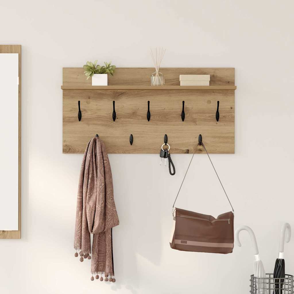 Wall-Mounted Coat Rack with Shelf Artisan Oak 80 x 40 x 12 cm