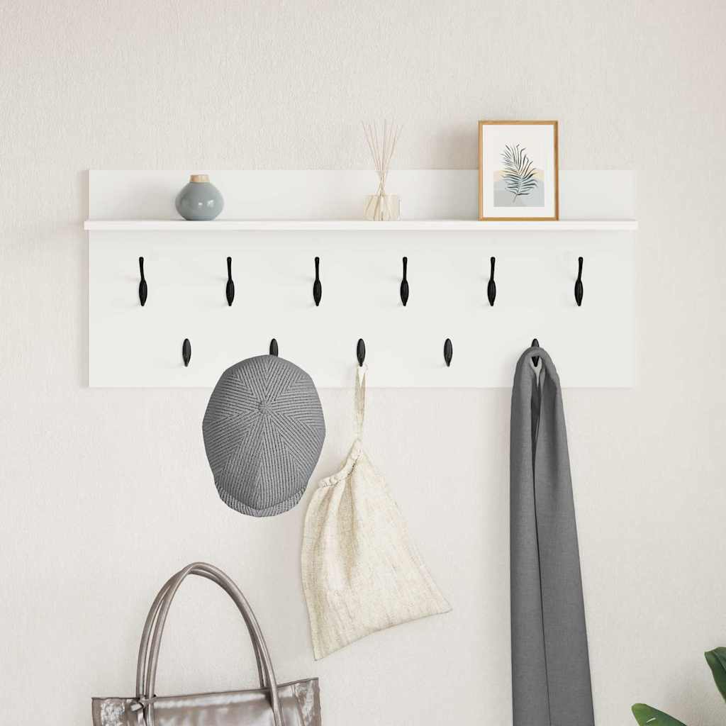 Wall-Mounted Coat Rack White 100 x 40 x 12 cm Engineered wood