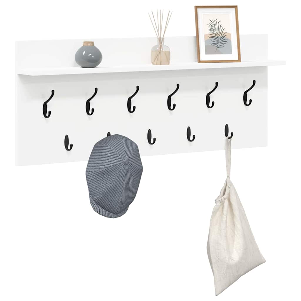 Wall-Mounted Coat Rack White 100 x 40 x 12 cm Engineered wood