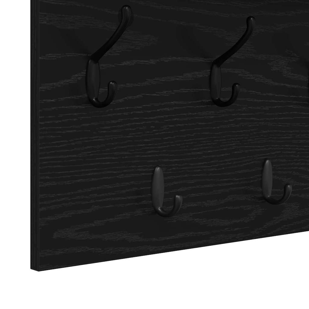 Wall-Mounted Coat Rack with Shelf Black Oak 100 x 40 x 12 cm