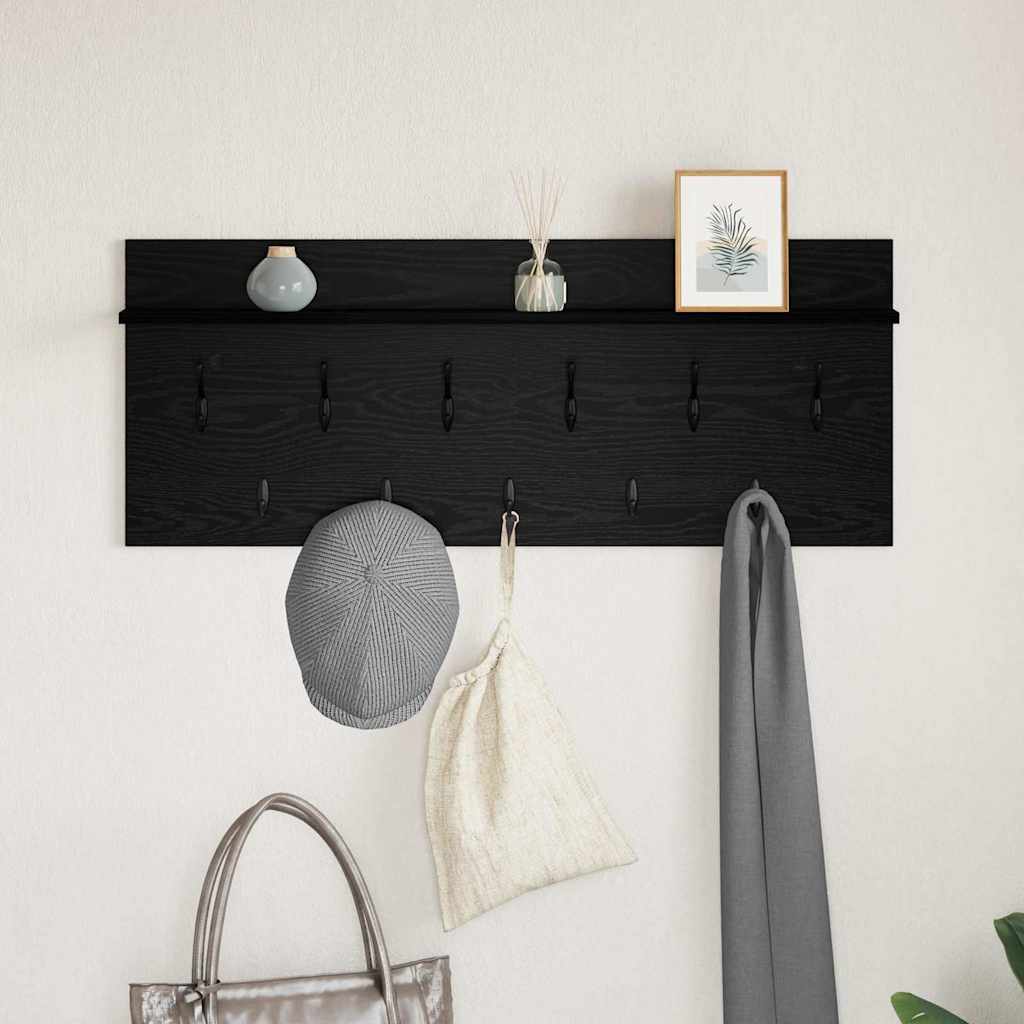 Wall-Mounted Coat Rack with Shelf Black Oak 100 x 40 x 12 cm