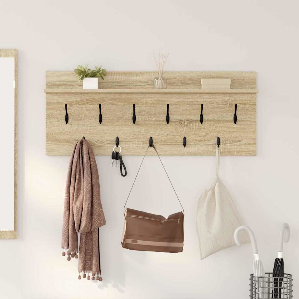 Wall-Mounted Coat Rack with Shelf Sonoma Oak 100 x 40 x 12 cm
