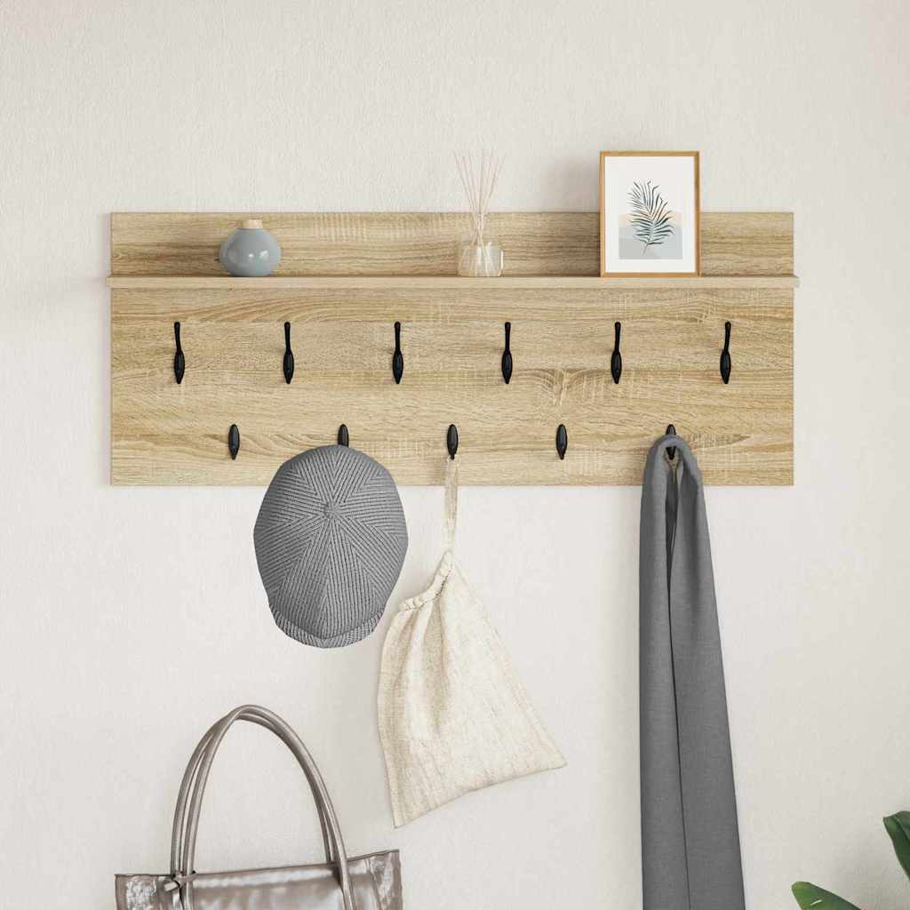 Wall-Mounted Coat Rack with Shelf Sonoma Oak 100 x 40 x 12 cm
