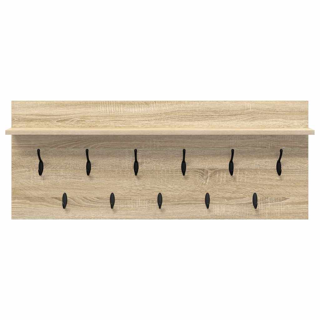 Wall-Mounted Coat Rack with Shelf Sonoma Oak 100 x 40 x 12 cm