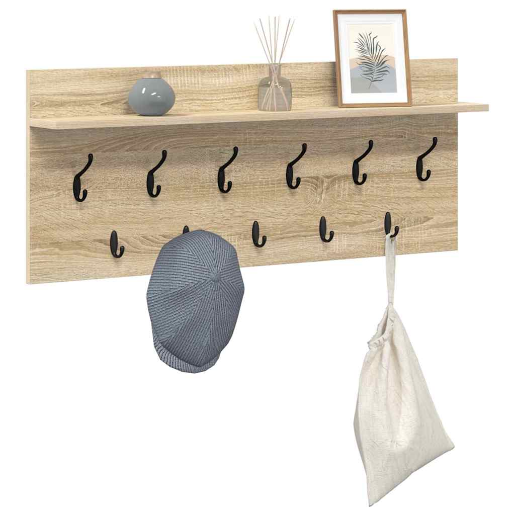 Wall-Mounted Coat Rack with Shelf Sonoma Oak 100 x 40 x 12 cm