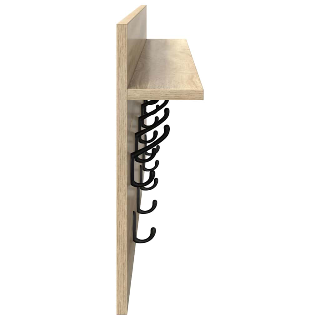 Wall-Mounted Coat Rack with Shelf Sonoma Oak 100 x 40 x 12 cm