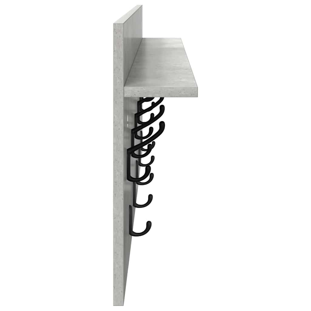 Wall-Mounted Coat Rack Concrete Grey 100 x 40 x 12 cm