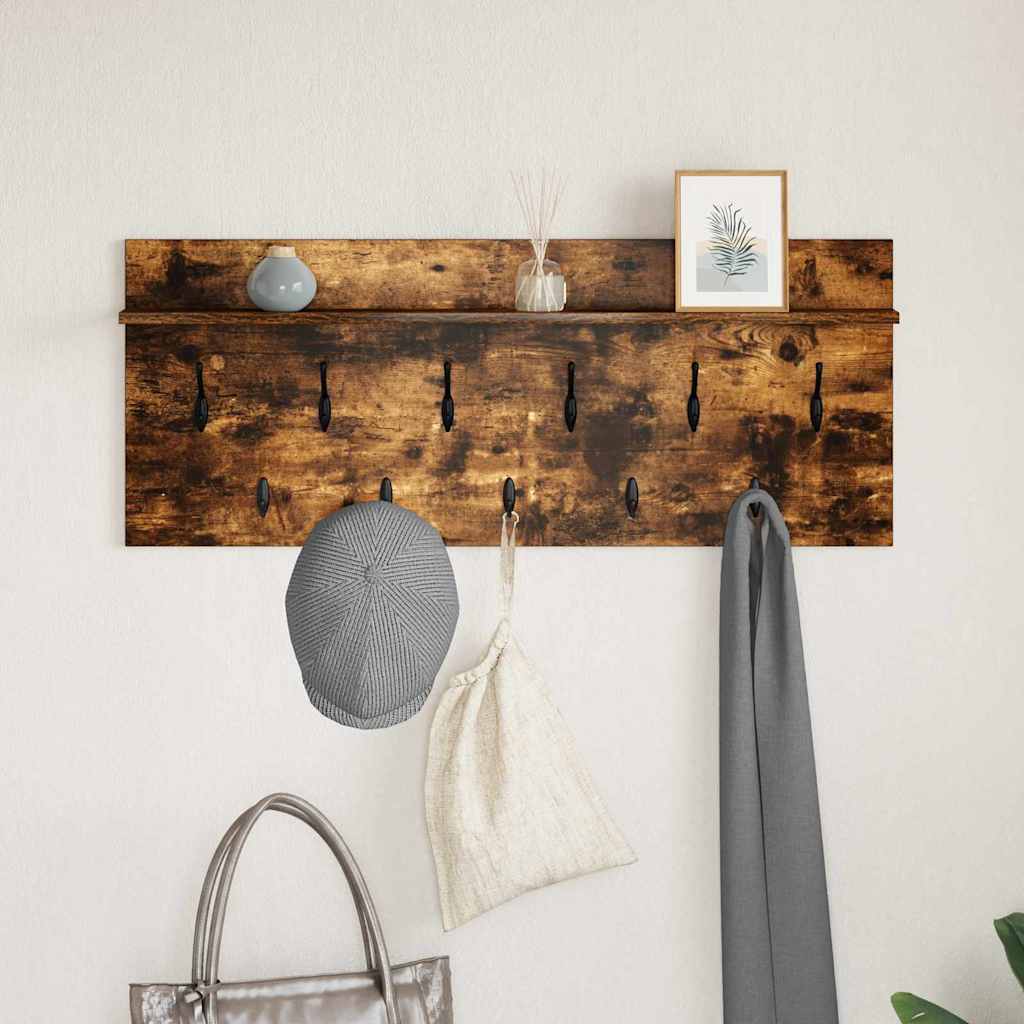 Wall-Mounted Coat Rack with Shelf Smoked Oak 100 x 40 x 12 cm