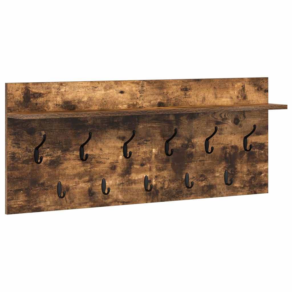 Wall-Mounted Coat Rack with Shelf Smoked Oak 100 x 40 x 12 cm