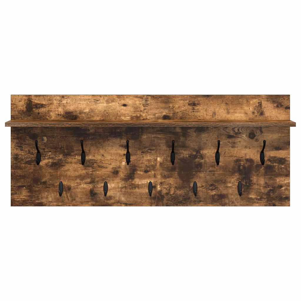 Wall-Mounted Coat Rack with Shelf Smoked Oak 100 x 40 x 12 cm