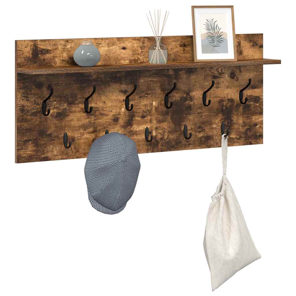 Wall-Mounted Coat Rack with Shelf Smoked Oak 100 x 40 x 12 cm