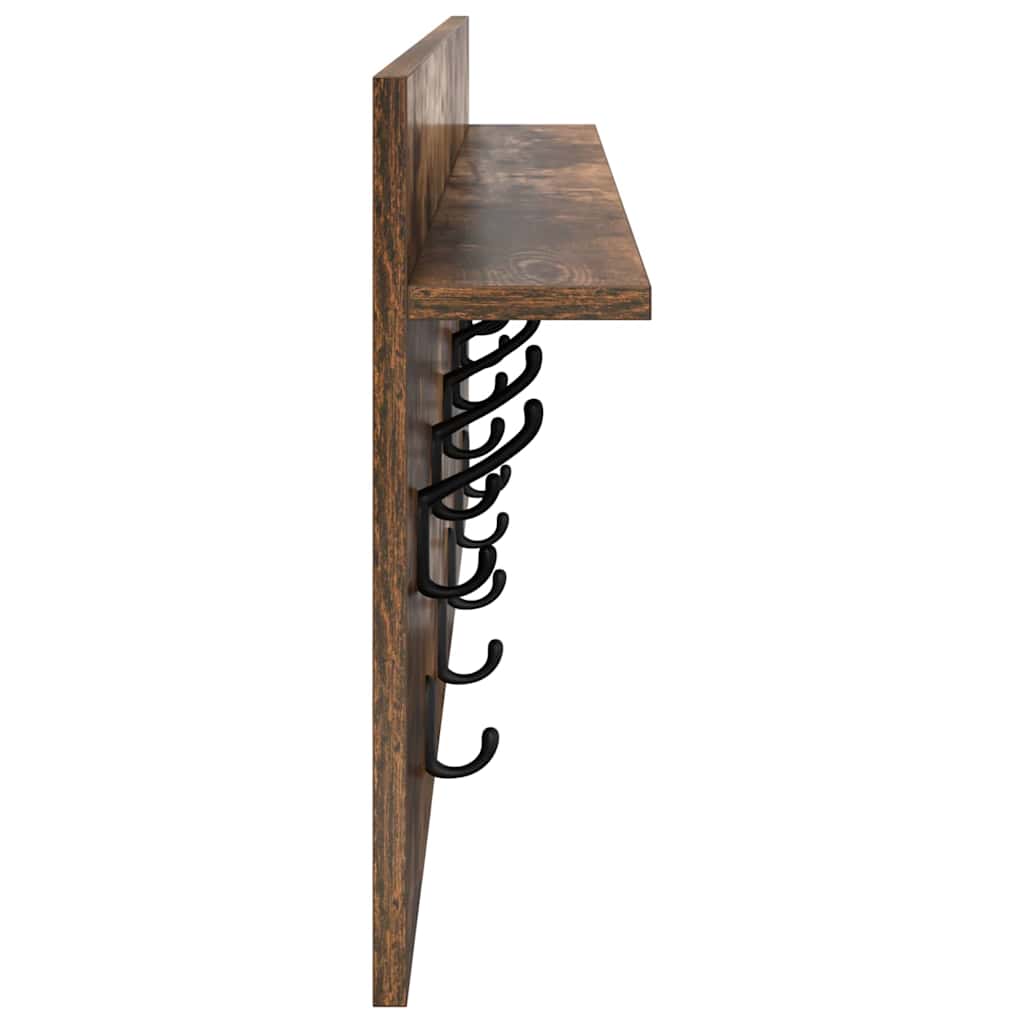 Wall-Mounted Coat Rack with Shelf Smoked Oak 100 x 40 x 12 cm