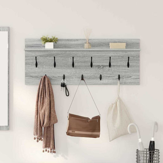 Wall-Mounted Coat Rack with Shelf Grey Sonoma 100 x 40 x 12 cm