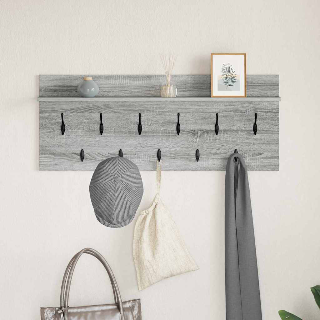 Wall-Mounted Coat Rack with Shelf Grey Sonoma 100 x 40 x 12 cm