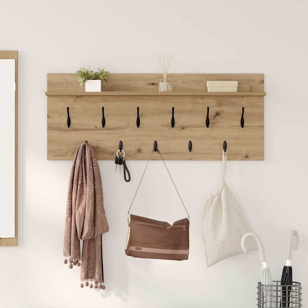 Wall-Mounted Coat Rack with Shelf Artisan Oak 100 x 40 x 12 cm