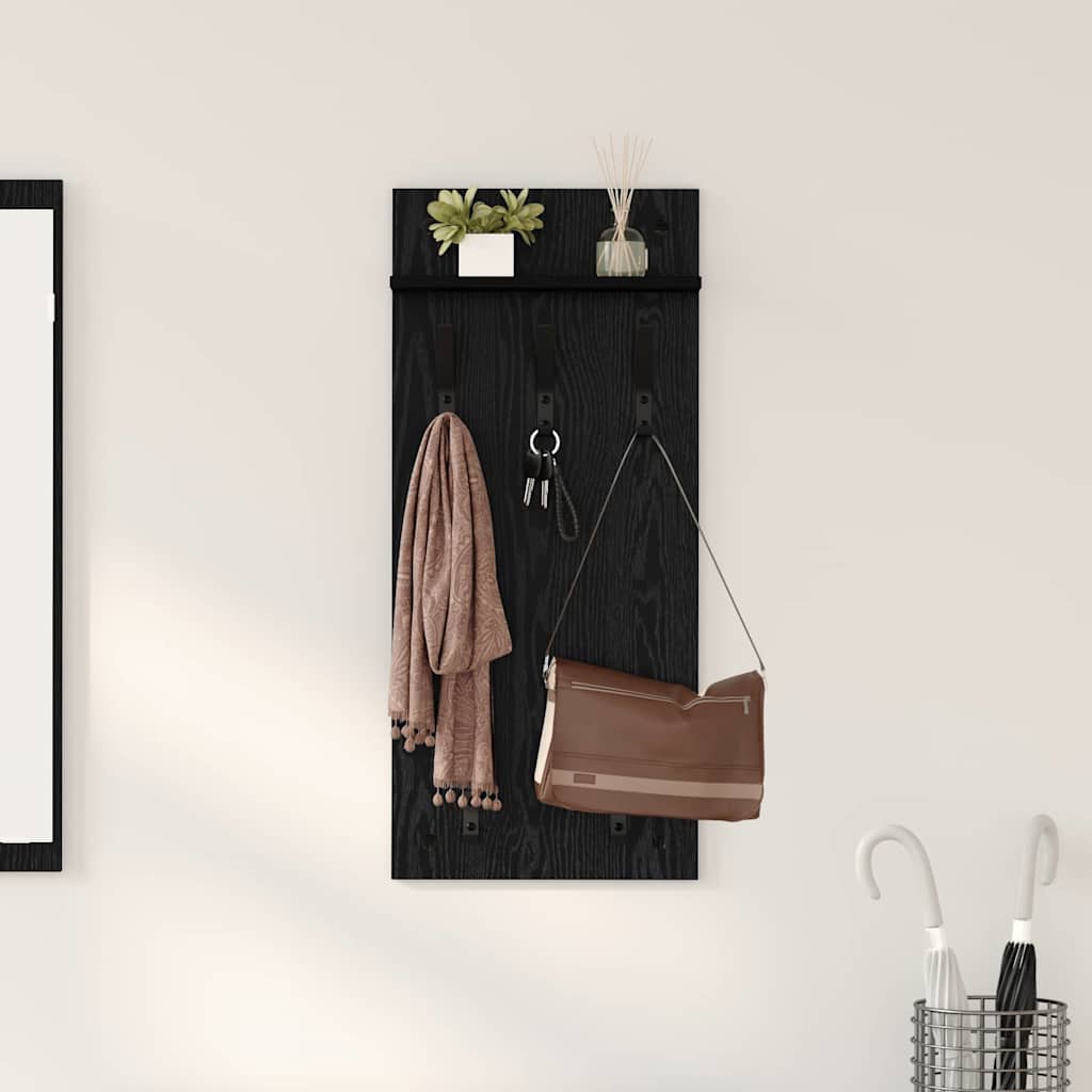 Wall-Mounted Coat Rack with Shelf Black Oak 40 x 10 x 90 cm