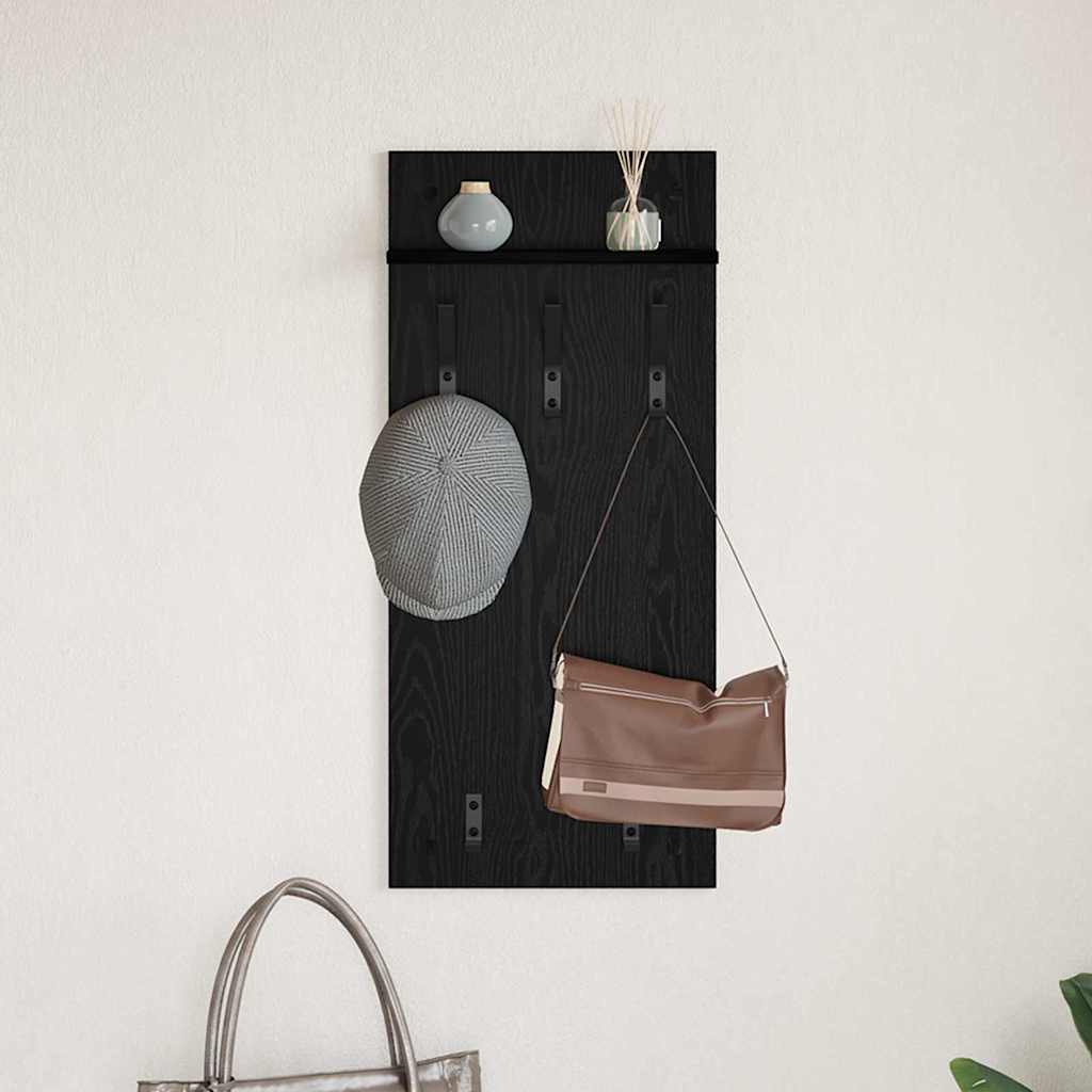 Wall-Mounted Coat Rack with Shelf Black Oak 40 x 10 x 90 cm