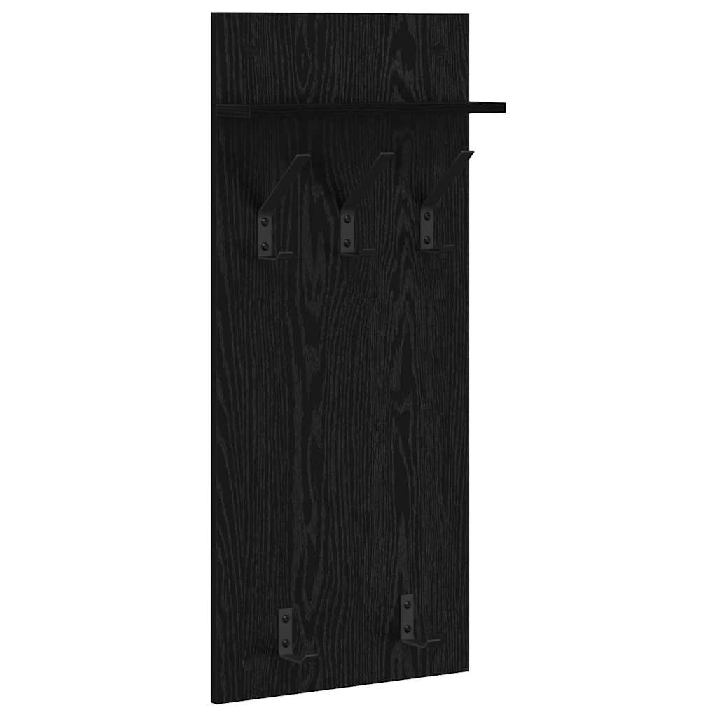 Wall-Mounted Coat Rack with Shelf Black Oak 40 x 10 x 90 cm
