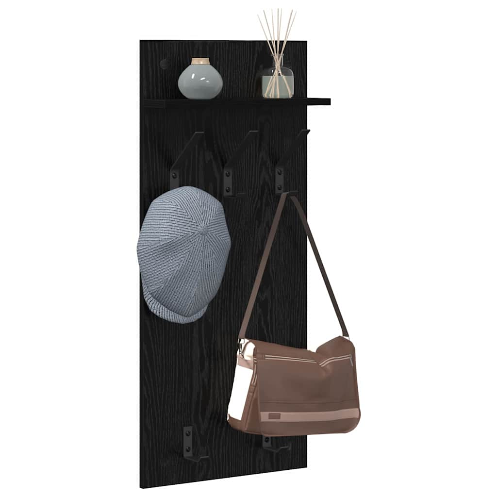 Wall-Mounted Coat Rack with Shelf Black Oak 40 x 10 x 90 cm