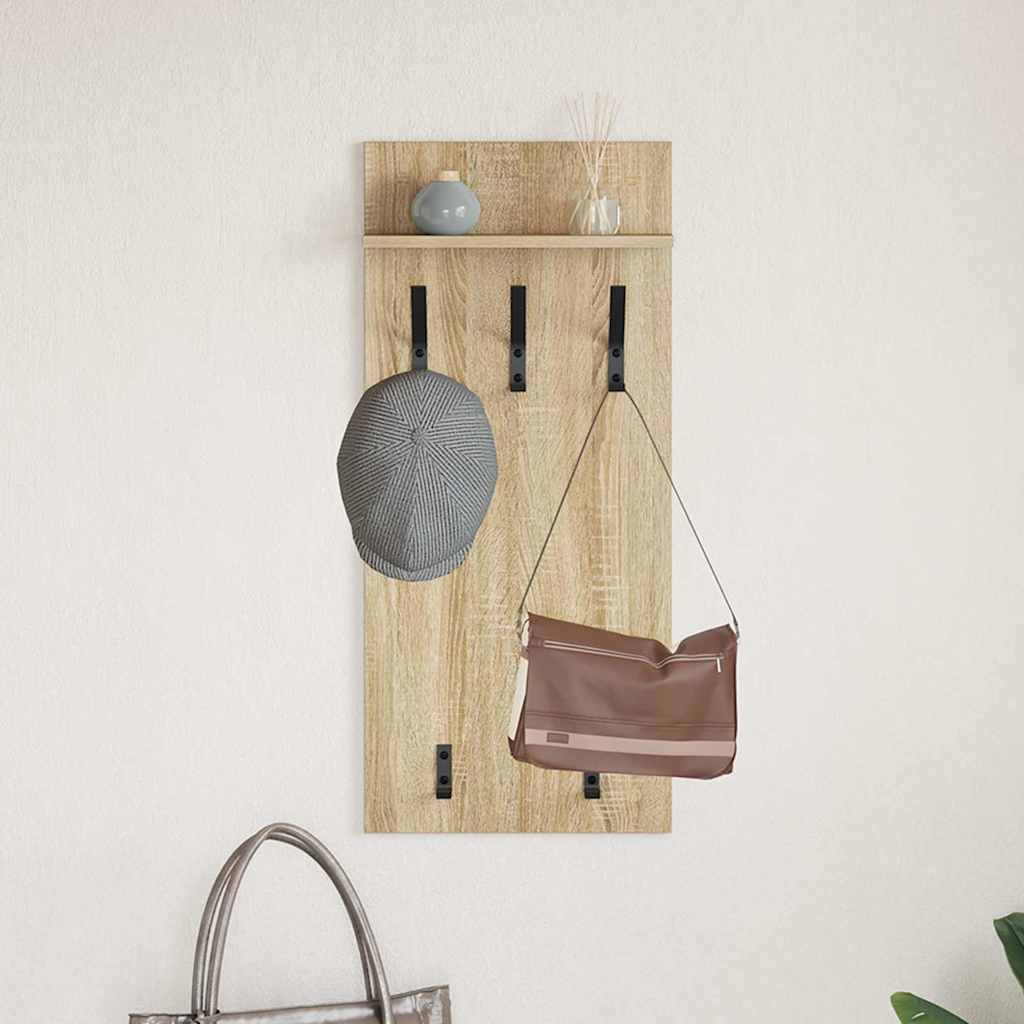 Wall-Mounted Coat Rack with Shelf Sonoma Oak 40 x 10 x 90 cm