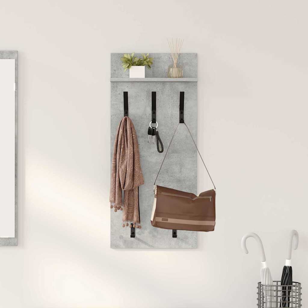 Wall-Mounted Coat Rack with Shelf Concrete Grey 40 x 10 x 90 cm