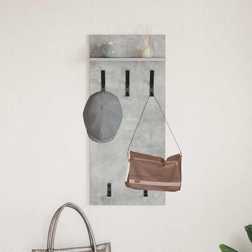 Wall-Mounted Coat Rack with Shelf Concrete Grey 40 x 10 x 90 cm