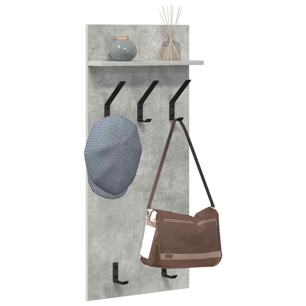 Wall-Mounted Coat Rack with Shelf Concrete Grey 40 x 10 x 90 cm