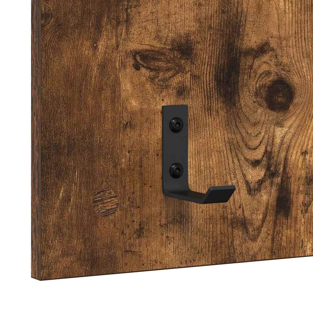Wall-Mounted Coat Rack with Shelf Smoked Oak 40 x 10 x 90 cm